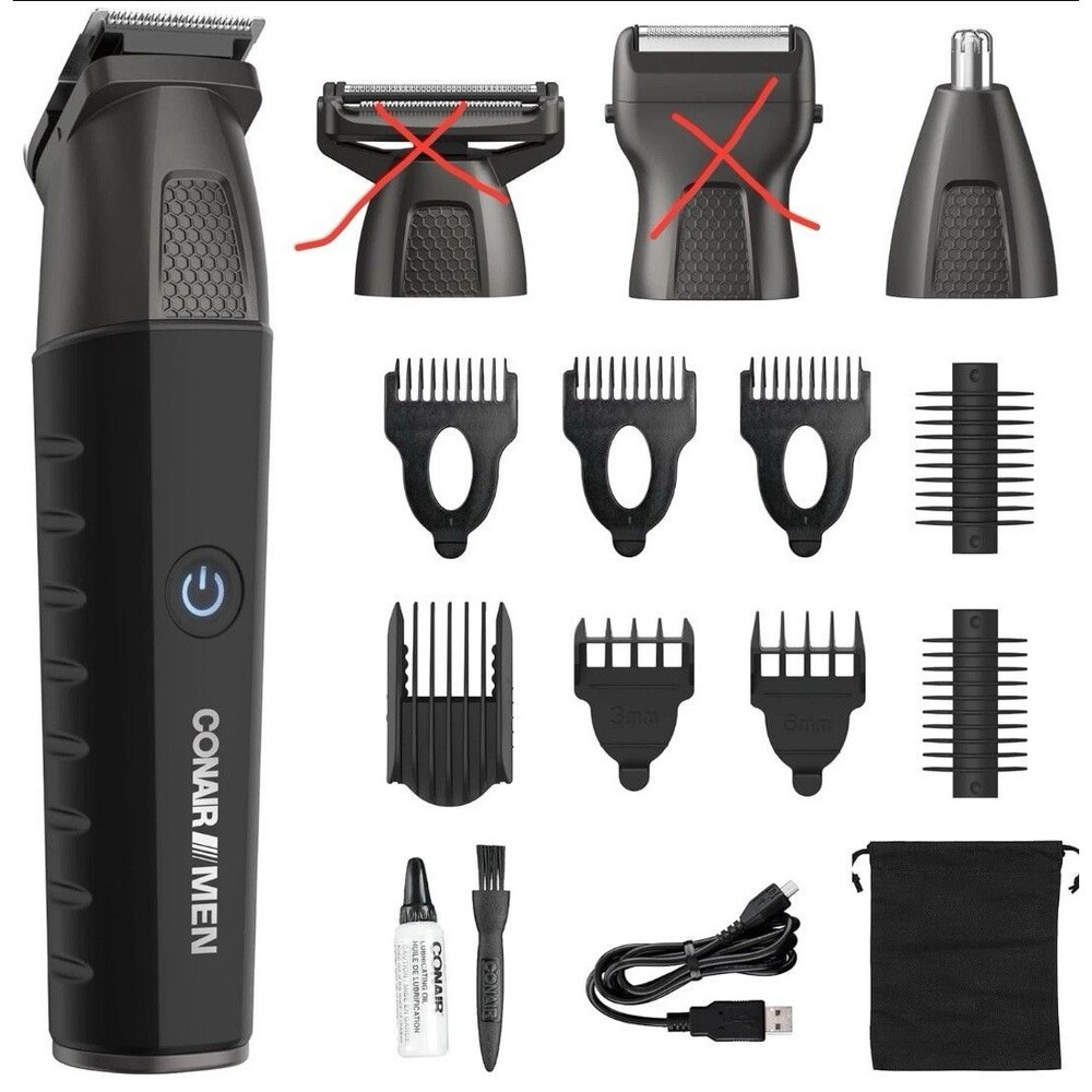 Conair Men's 16pc Grooming Kit All in One Trimmer Black Beard Body Rechargeable